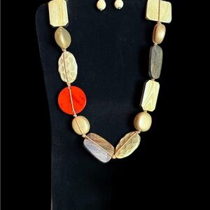 Handmade Vintage Multicolor Beaded Necklace and Earring Set